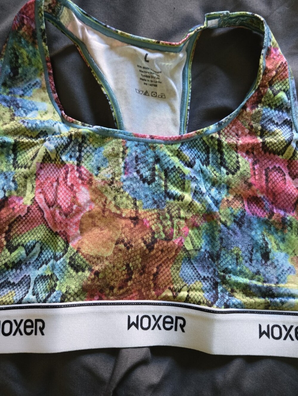 Woxer Boss 1.0 Mirage Snake Sports Bra Large New